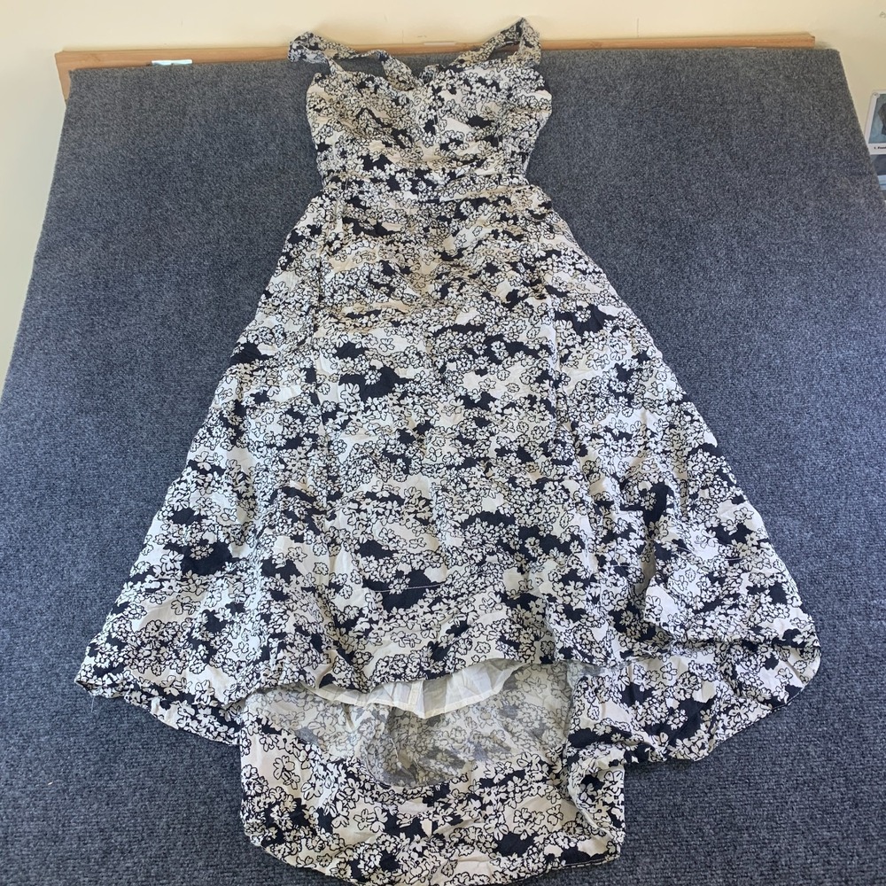 Anthropologie Midi Dress Women XL White Black Floral Cutout Back Sweetheart Neck